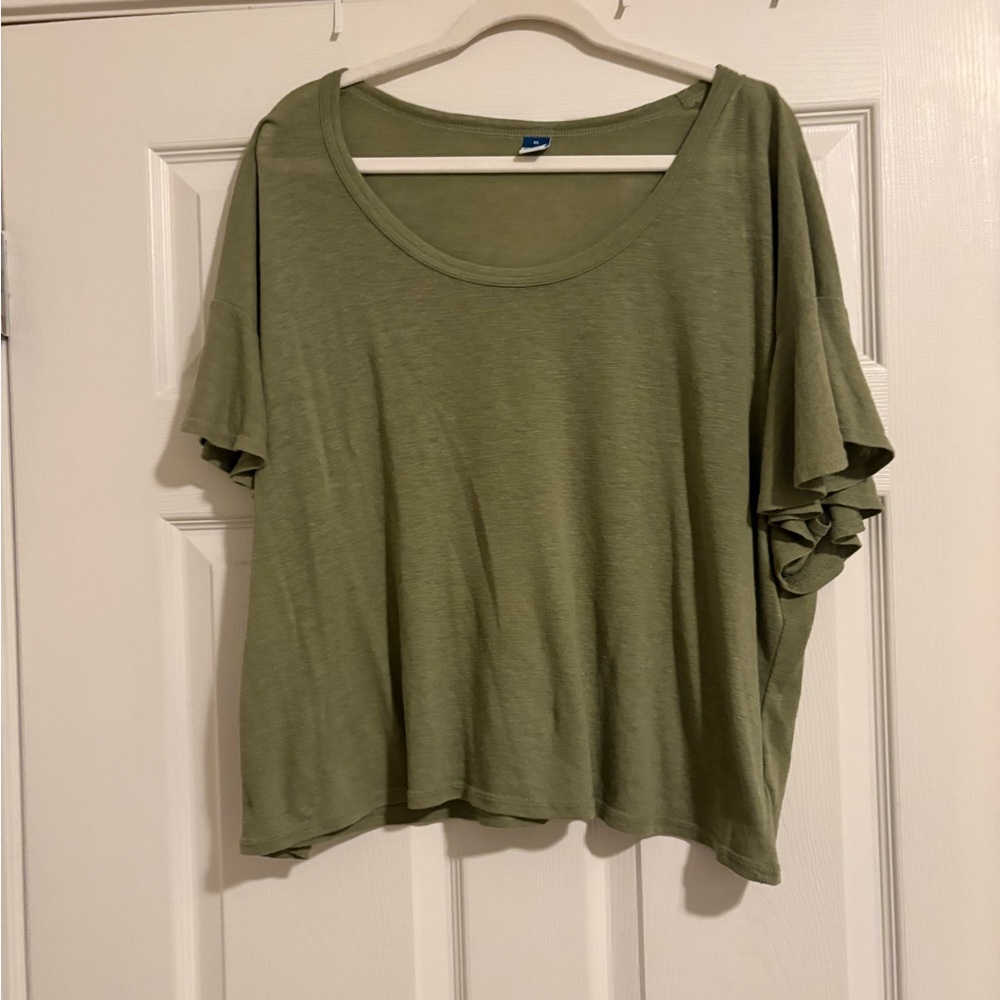 Old Navy Olive Green Scoop Neck Short Sleeve Top